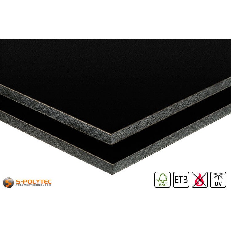HPL panel RAL 9005 in custom cut (low flammability, ETB-admission)