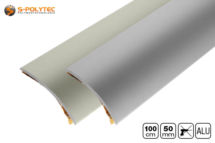The wider floor profiles made of aluminium with a smooth surface are ideal for larger distances between floor coverings