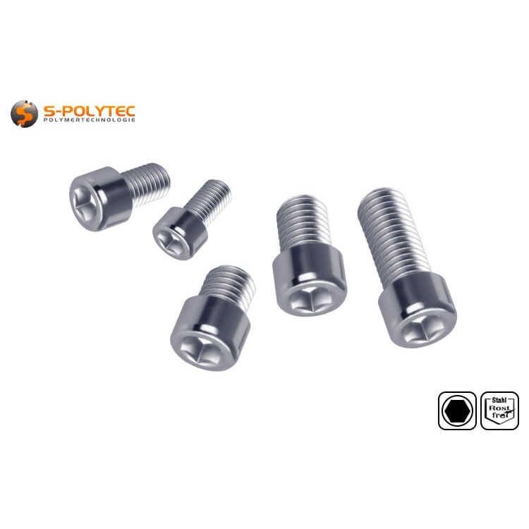 Cylinder head screw with internal hexagon made of rustproof stainless steel with M5, M6 or M8 thread