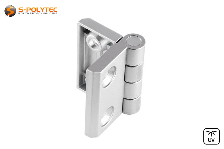 The hinges are made of rustproof die-cast zinc and are therefore suitable for outdoor use without hesitation