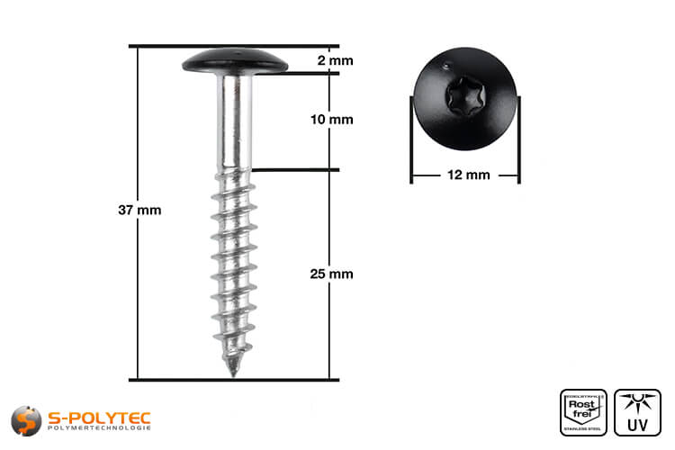 HPL facade screw 5,5 x 35mm in jet black