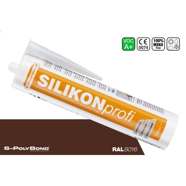 S-Polybond SILIKONprofi alkoxy-silicone mahogany brown (RAL 8016)