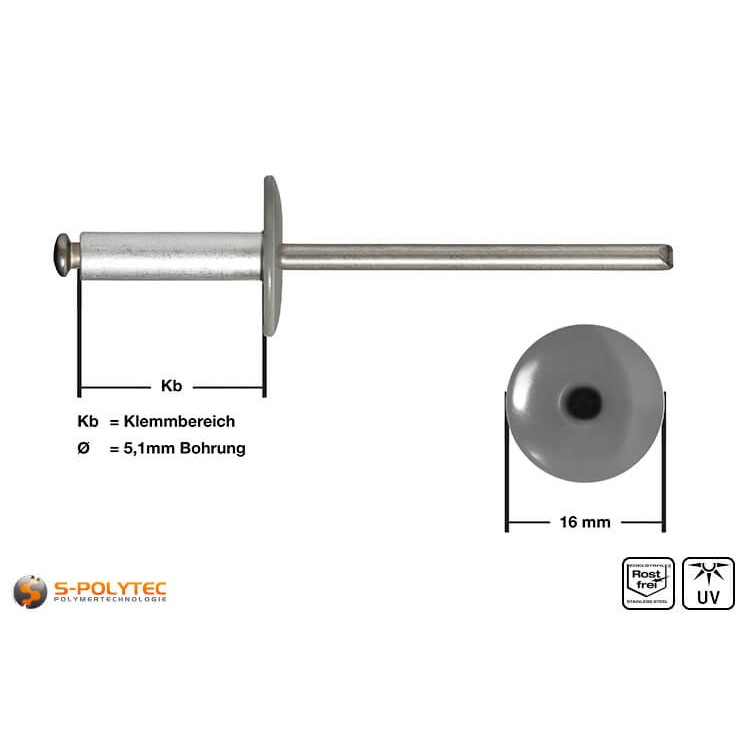 Facade rivets dusty grey (RAL 7037)