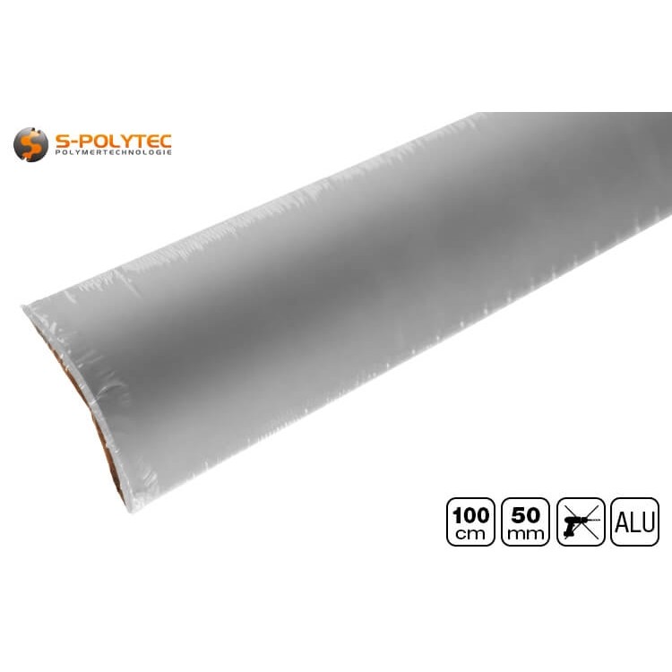 The 50mm floor profiles are individually shrink-wrapped to protect the smooth, matt aluminium surfaces