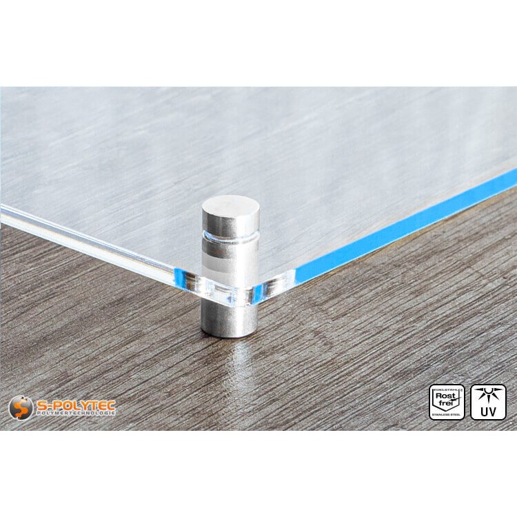 Mounted acrylic glass sign with steel spacer 10x15mm 