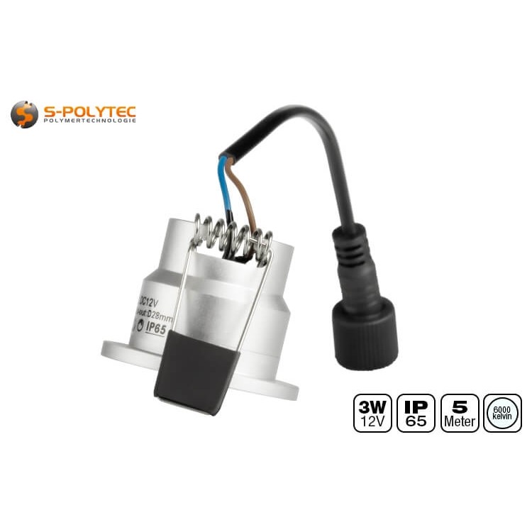 The compact Ø 36mm spotlight has a mounting diameter of 28mm and an installation depth of only 29mm