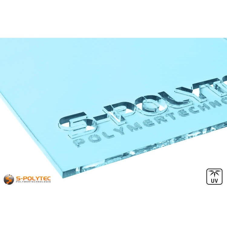 Acrylic glass light blue transparent in lasercut