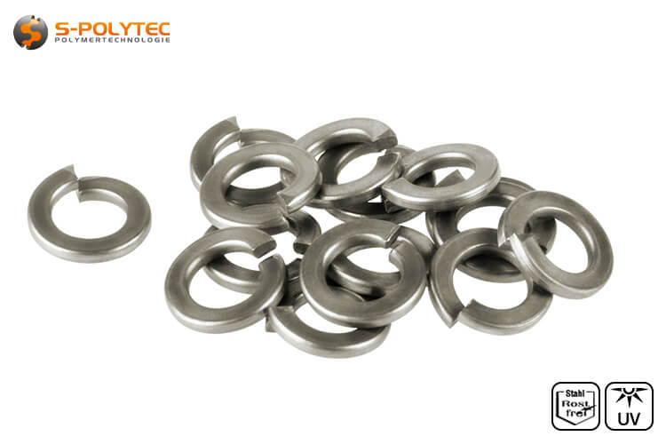 Stainless steel spring washer for fastening with threaded bolts and nuts in size M5.