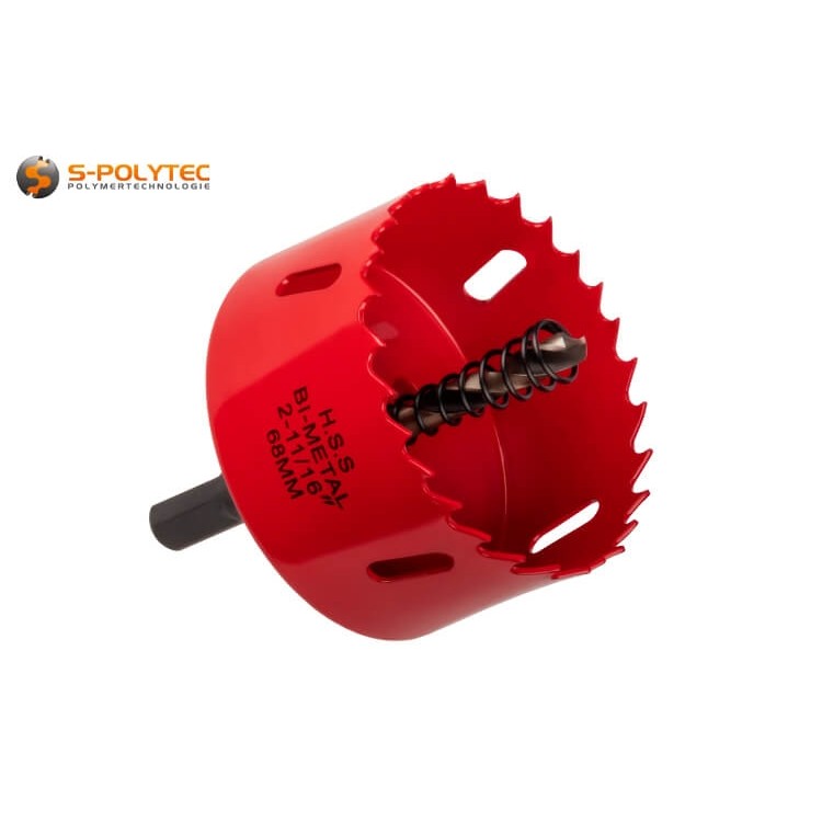Our 68mm hole saw has a very long service life thanks to its manufacture from HSS bi-metal