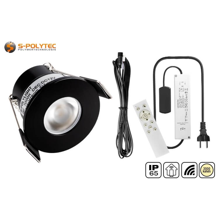 The LED set with mini LED spotlights in black comes with a SmartHome controller and all connection cables