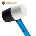 The rubber mallet with one black and one white side offers maximum flexibility in use