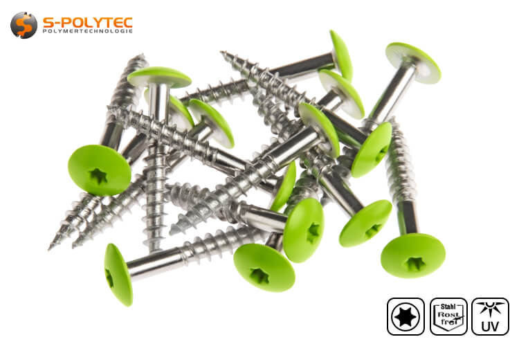 The light green A4 stainless steel screws for HPL panels have a CE marking 