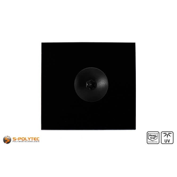 The balcony screw in deep black with a head diameter of 16mm has a Torx drive in size T20 (ISR20)