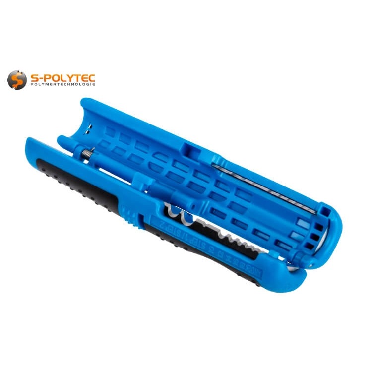 The stripping tool is suitable for stripping rigid and flexible electrical cables and wires