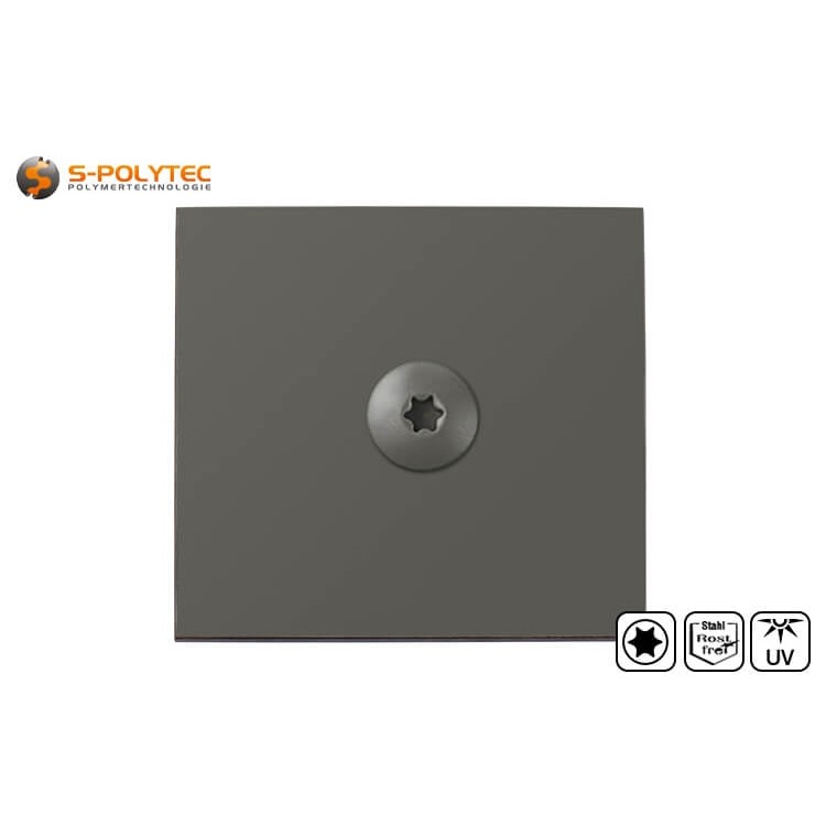 The facade screws in size 5.5 x 35mm with a head diameter of 12mm, have a UV and weather-resistant head lacquer finish in Steel Grey 
