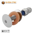 Light grey (RAL 7035) stainless steel balcony screw with metric M5 thread