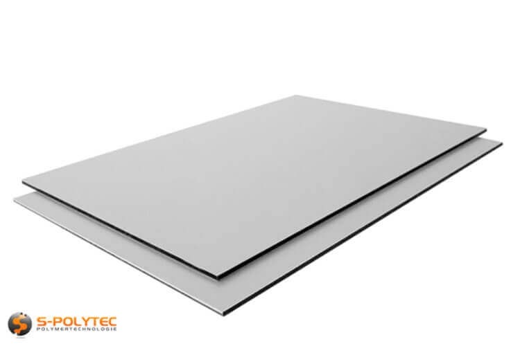 Aluminium composite panels 3mm (dibond) in silver brushed in custom cut