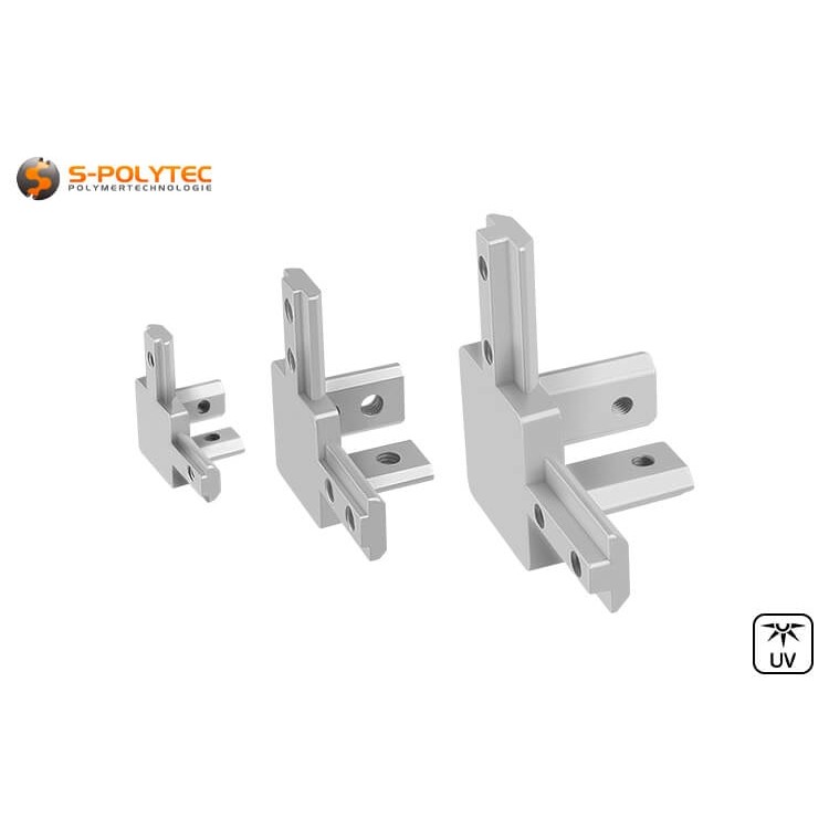 Our 3-way profile connectors for connecting three construction profiles at a right angle