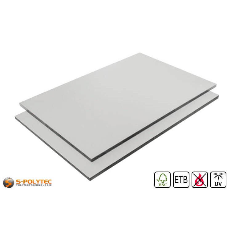 HPL sheet RAL7035 light grey low flammability with ETB fall protection in 6mm or 8mmmm