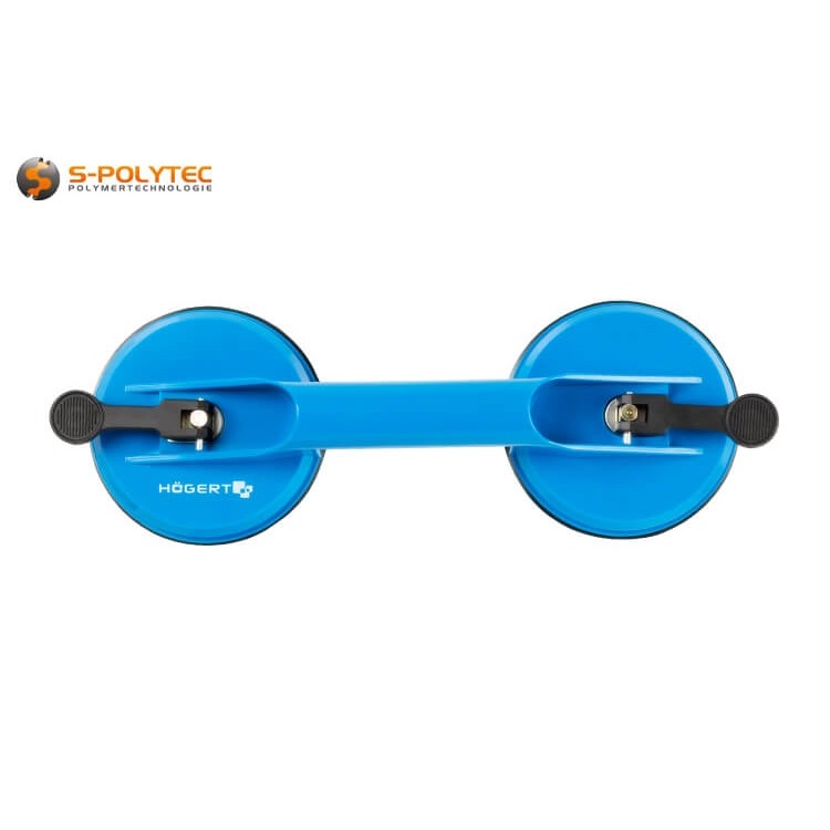 The housing of the vacuum plate lifter with two Ø120mm suction heads is made of impact-resistant, robust plastic