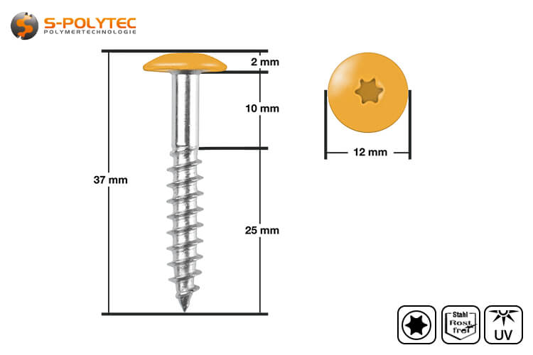 The head-painted cladding screws in Gold Yellow are approved for ventilated cladding systems with Trespa® Meteon® FR