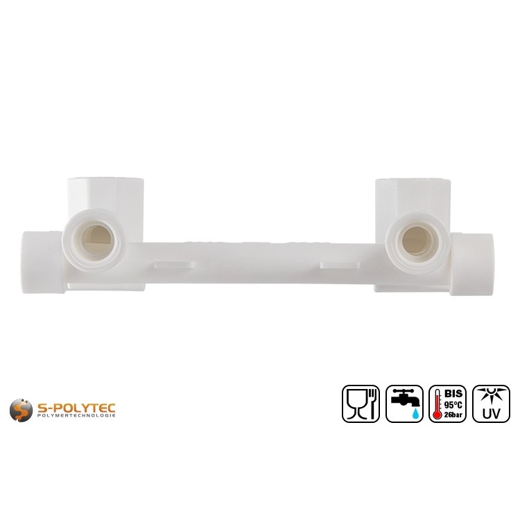 The Aqua-Plus PP-R surface-mounted fitting mounting unit 20mmx1/2 inch is suitable for PP-R pipes with Ø20mm