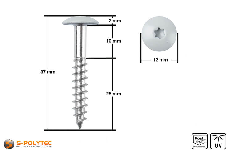 HPL facade screw 5,5 x 35mm in light grey