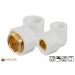 Vorschaubild Aqua-Plus PP-R 90° elbow coupling in white for connecting PP-R pipes to other pipe systems thanks to internal brass threads