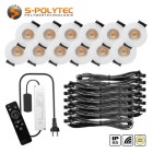 S-Polylight outdoor LED recessed spotlights Ø36mm in a complete set with 4, 6, 8, 10 or 12 white painted spots