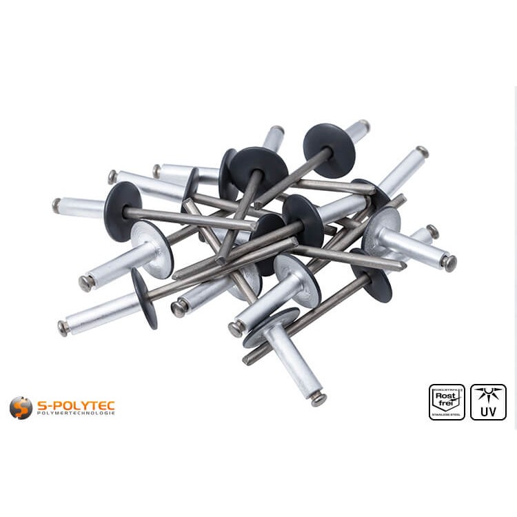 Facade rivets for mounting HPL panels