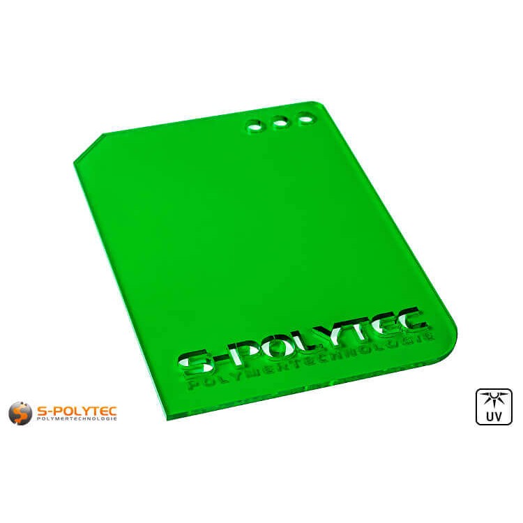 Acrylic glass green transparent in lasercut