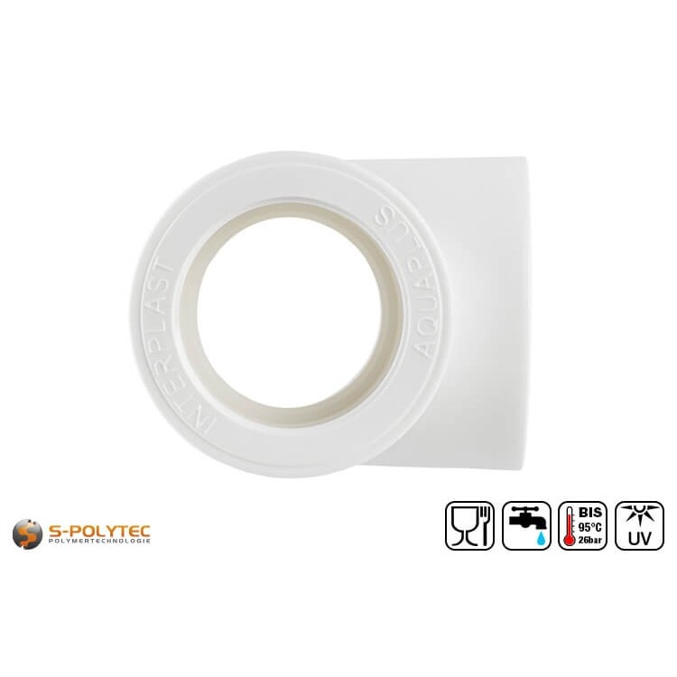 A T-piece acts as a pipe connector with another connection for a third pipe that branches off at right angles from the main pipe