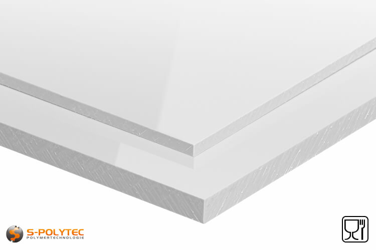 Polypropylene sheets (PP-H) white (similar to RAL9016) in thicknesses from 10mm - 20mm as standard-sized sheet - detailed view