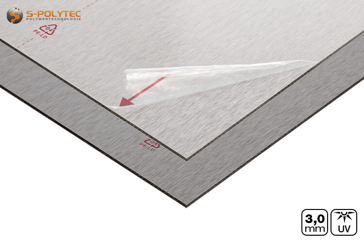 Aluminium composite panels 3mm (dibond) in silver brushed in custom cut