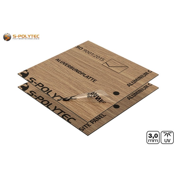 The surface of the aluminium sandwich panels in oak classic wood effect is provided with protective film