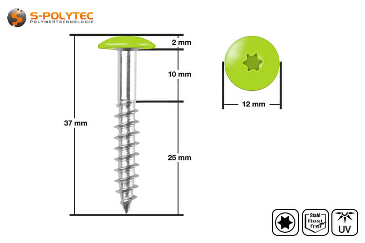 The head-painted cladding screws in Lime Green are approved for ventilated cladding systems with Trespa® Meteon® FR