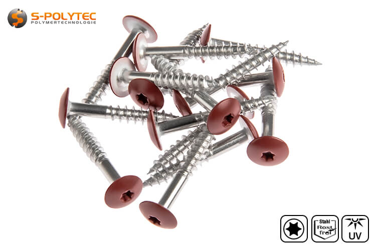 The Wine Red screws in A4 stainless steel for HPL