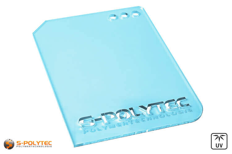 Acrylic glass light blue transparent in lasercut