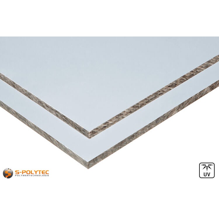 weather-resist HPL sheets in silver gray with 6mm or 8mm thickness in custom cut - detailed view