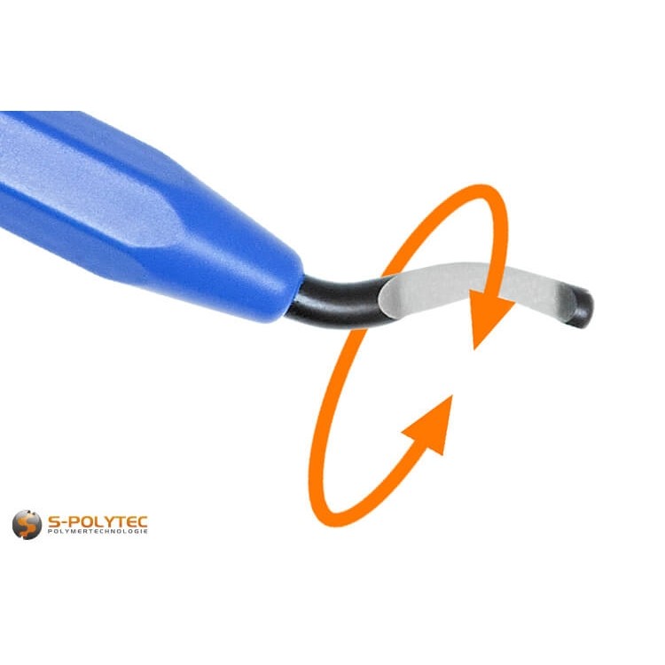 Handy quick deburrer with rotating HSS blade