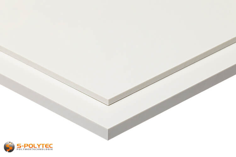 ABS sheets in white in  thicknesses from 1mm - 10mm as standard size sheets 2.0 x 1.0 meters - detailed view