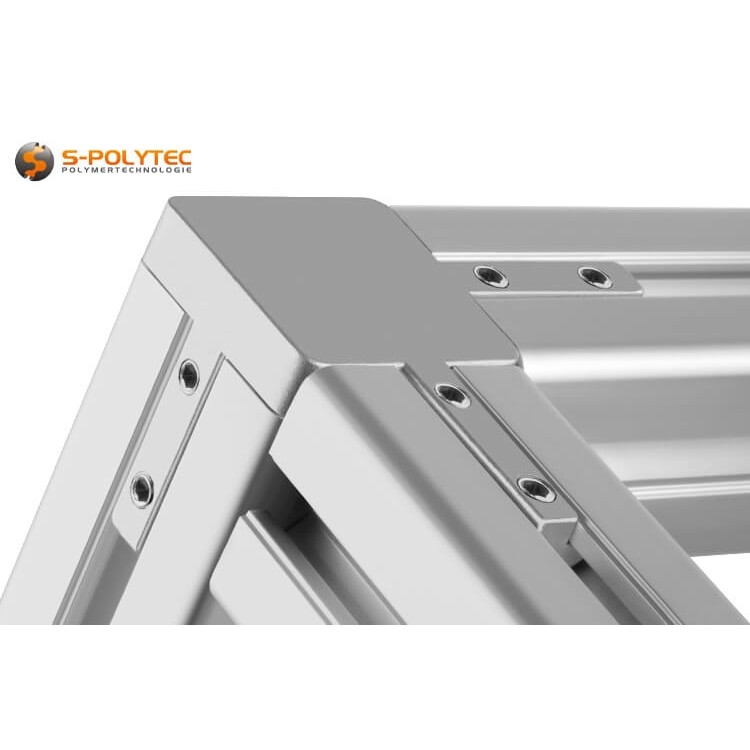 Assembled 3-way corner connector for aluminium construction profiles