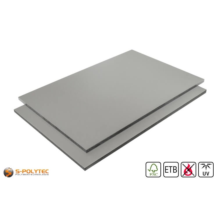 HPL sheet RAL7037 Dusty gray low flammability with ETB fall protection in 6mm and 8mm