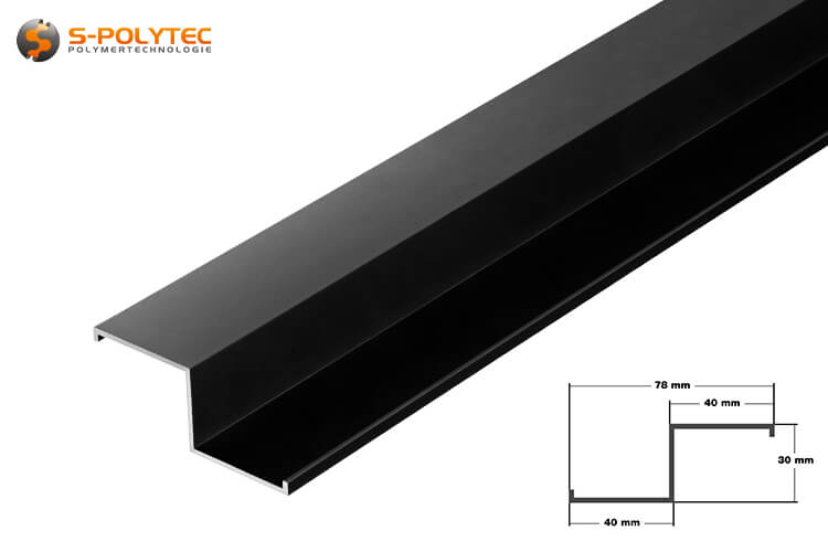 Black anodised aluminium Z-profile for substructure for facade cladding	