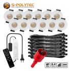 The 12V outdoor LED lighting in cool white (6000 Kelvin) is available as a set with 4, 6, 8 or 12 spots
