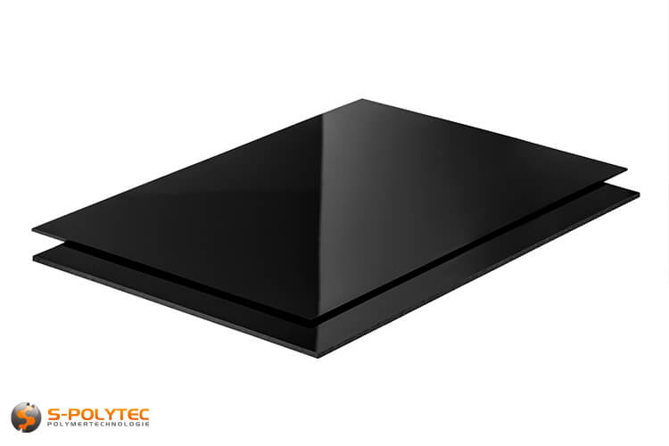 Polystyrene black (similar to RAL9005, jet black) as standard sized sheet 2000mm x 1000mm in 2mm and 3mm thickness