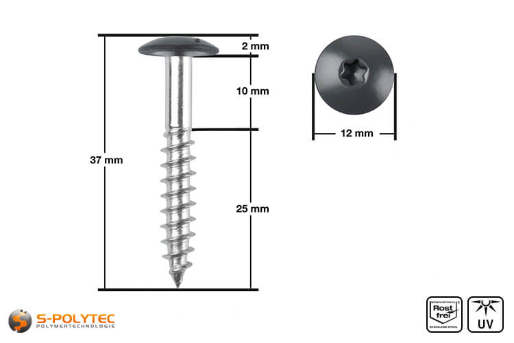 HPL facade screw 5,5 x 35mm in anthracite 