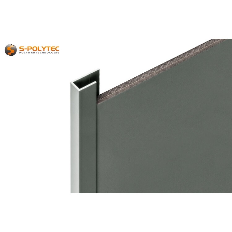We offer the aluminium U-profiles in dusty grey (RAL7037) for overlapping edges either in 2000mm lengths, 1000mm lengths or cut to size
