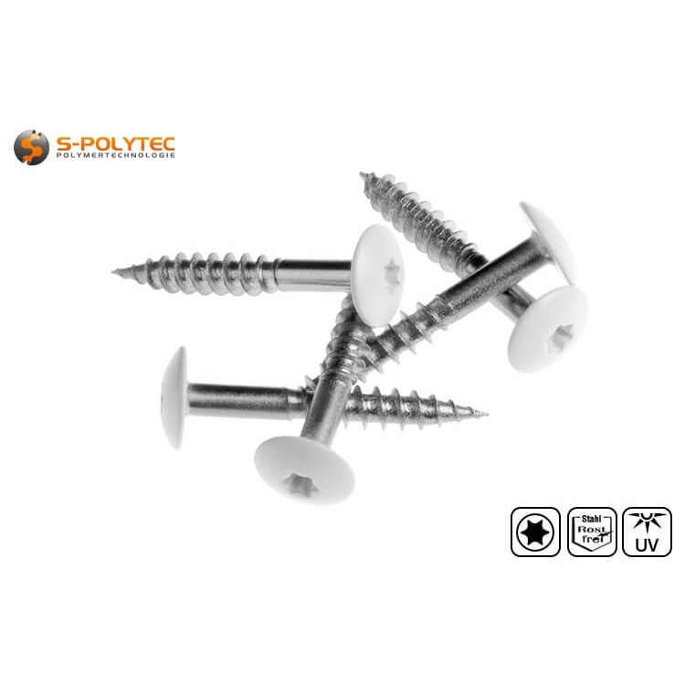 Facade screws according to DIN EN 14952 for Trespa® Meteon® FR HPL panels in Pure White (A05.0.0) with Satin Finish