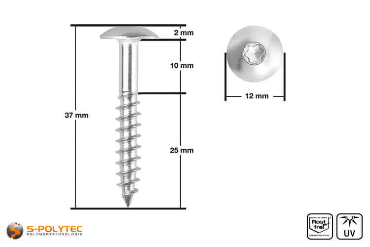 HPL facade screw 5,5 x 35mm unpainted